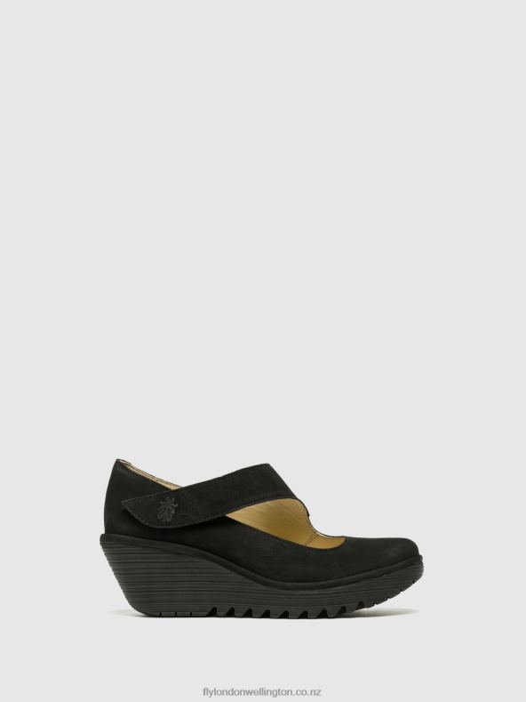 Women Fly London BLACK Wedge Shoes YASI682 0B6X4699