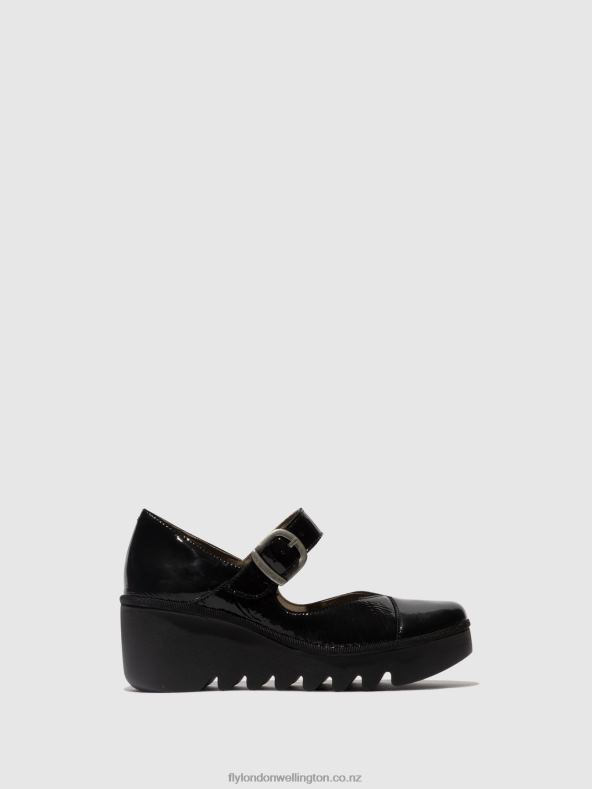 Women Fly London LUXOR BLACK Buckle Shoes BAXE428 0B6X4621