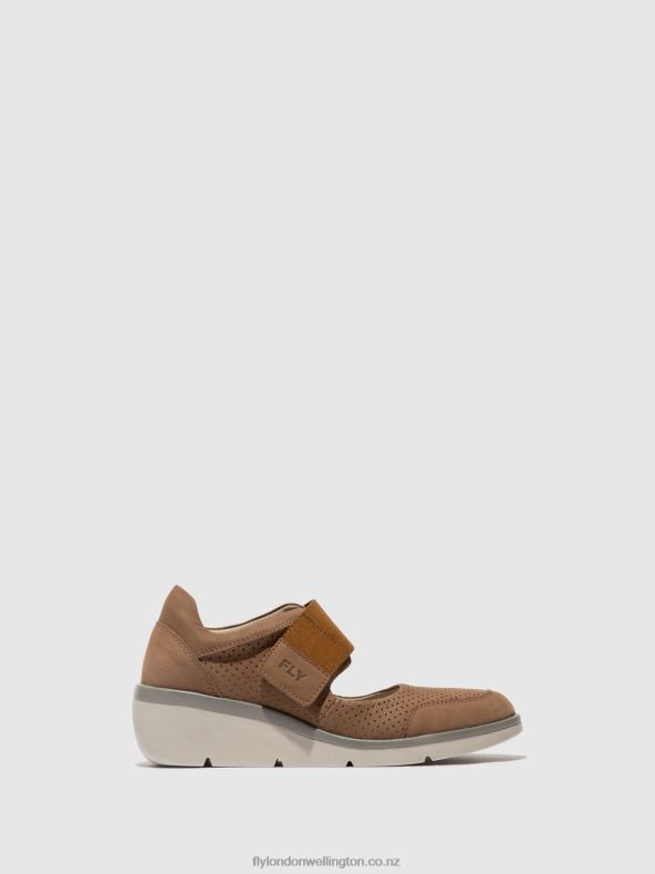 Women Fly London SAND Velcro Shoes NAJE583 0B6X4623