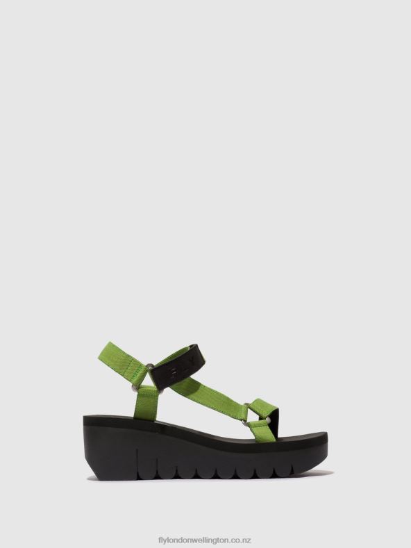 Women Fly London BLACK/AVOCADO (BLACK Velcro Sandals YEFA726 0B6X4394