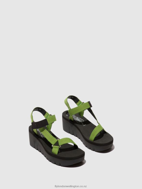 Women Fly London BLACK/AVOCADO (BLACK Velcro Sandals YEFA726 0B6X4394