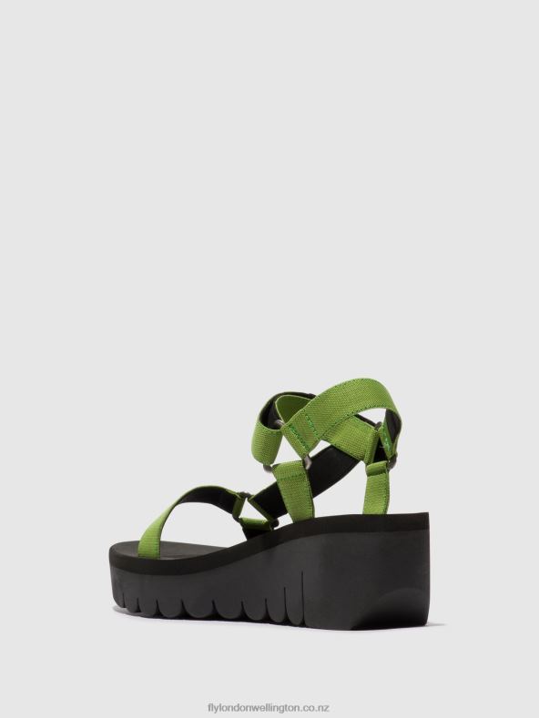Women Fly London BLACK/AVOCADO (BLACK Velcro Sandals YEFA726 0B6X4394