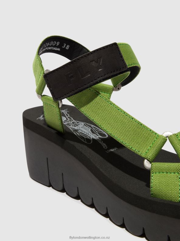 Women Fly London BLACK/AVOCADO (BLACK Velcro Sandals YEFA726 0B6X4394