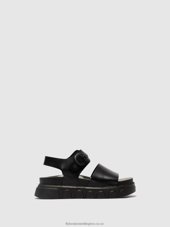 Women Fly London BLACK Ankle Strap Sandals CREE947 0B6X4506