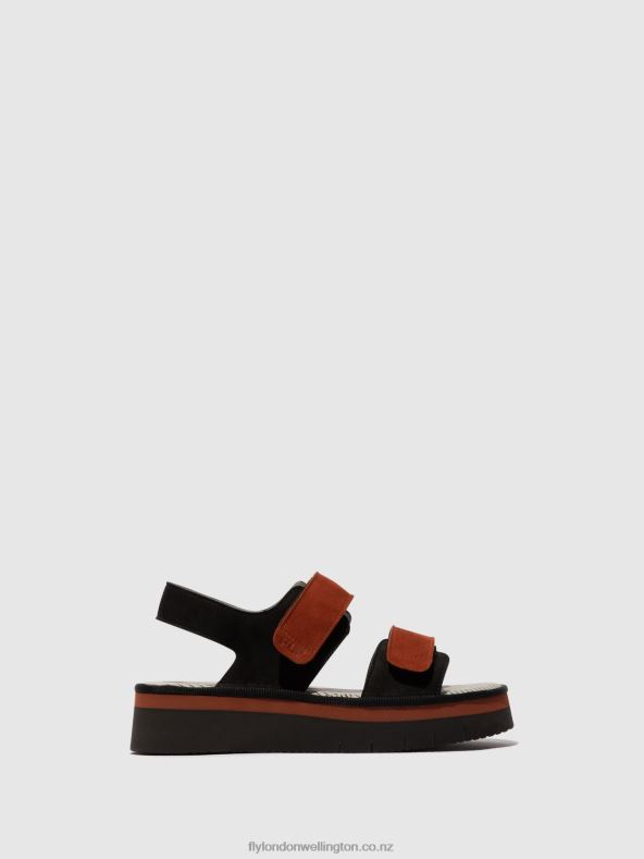 Women Fly London BLACK/BRICK Sling-Back Sandals CORI377 0B6X4576