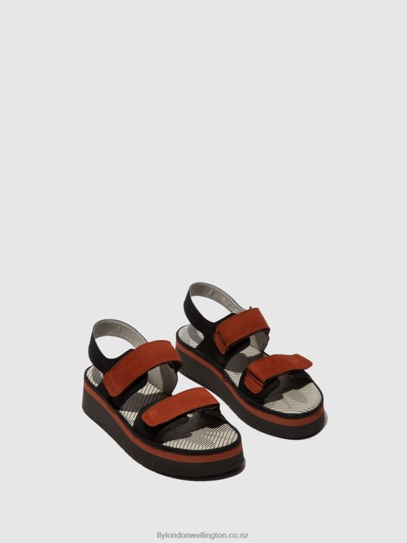 Women Fly London BLACK/BRICK Sling-Back Sandals CORI377 0B6X4576