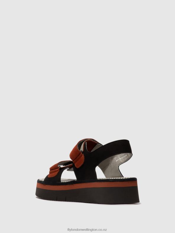 Women Fly London BLACK/BRICK Sling-Back Sandals CORI377 0B6X4576
