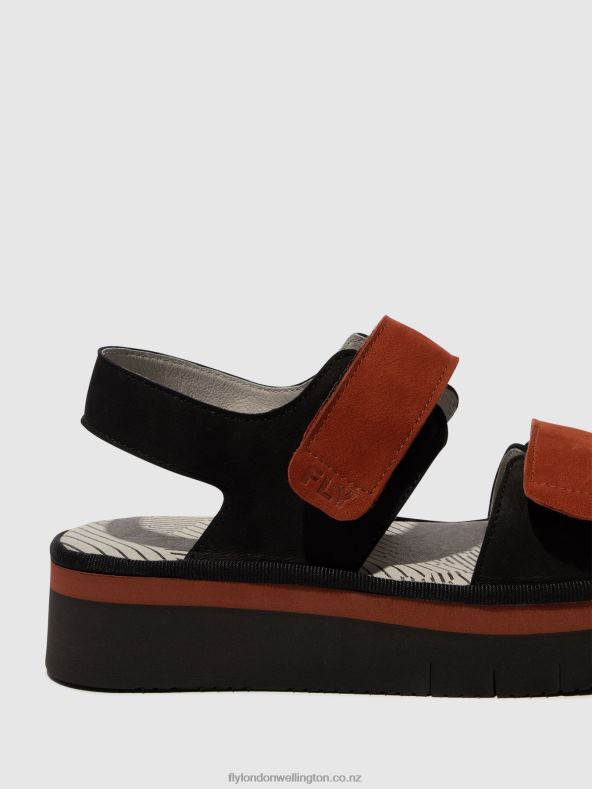Women Fly London BLACK/BRICK Sling-Back Sandals CORI377 0B6X4576