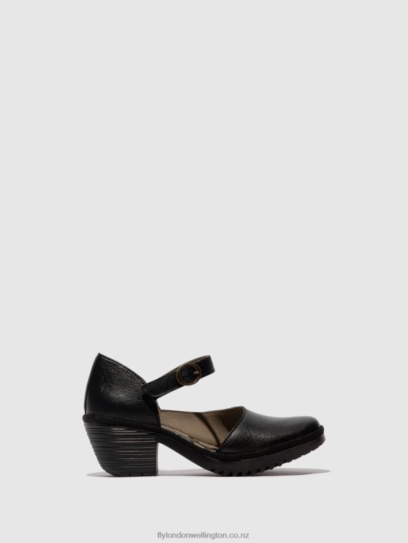 Women Fly London BLACK Buckle Sandals WIFO440 0B6X4493