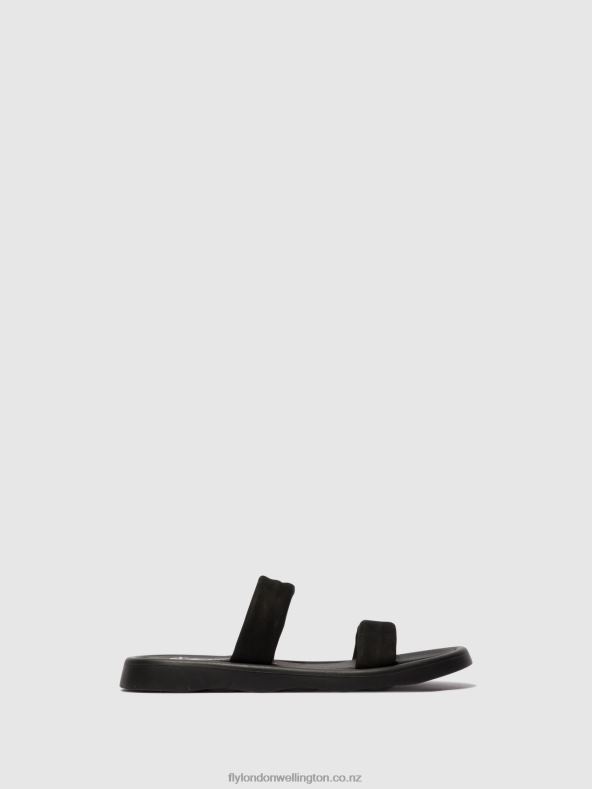 Women Fly London BLACK Flat Sandals TAJA872 0B6X4554