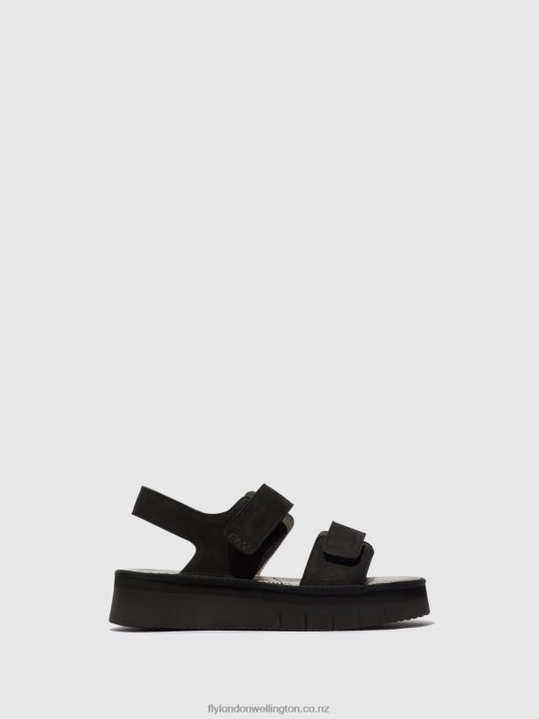 Women Fly London BLACK Sling-Back Sandals CORI377 0B6X4579