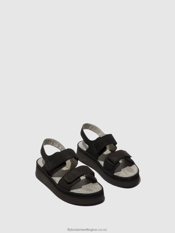 Women Fly London BLACK Sling-Back Sandals CORI377 0B6X4579