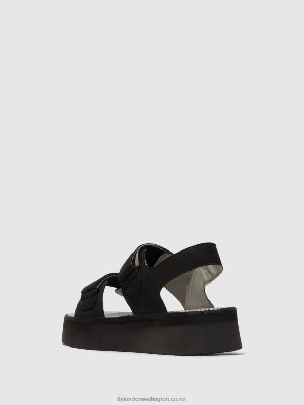 Women Fly London BLACK Sling-Back Sandals CORI377 0B6X4579