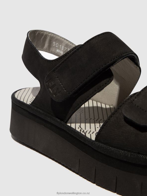 Women Fly London BLACK Sling-Back Sandals CORI377 0B6X4579