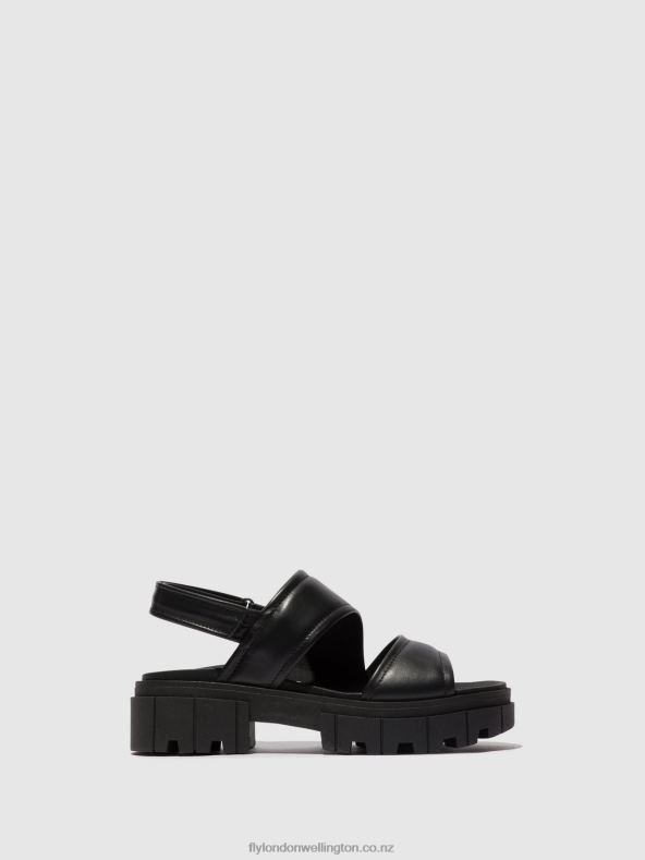Women Fly London BLACK Sling-Back Sandals JIRA865 0B6X4542