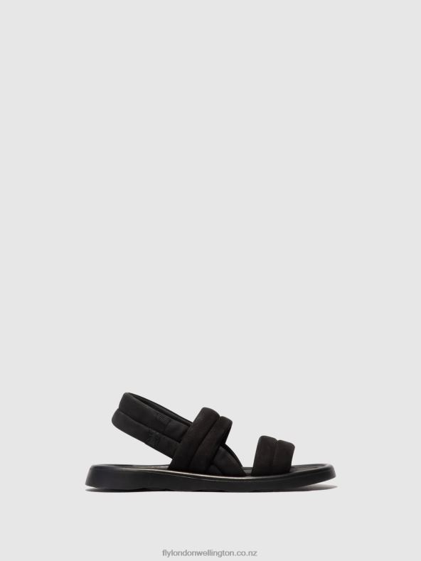Women Fly London BLACK Sling-Back Sandals TOFY941 0B6X4457