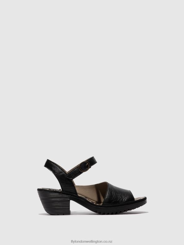 Women Fly London BLACK Sling-Back Sandals WELY439 0B6X4453