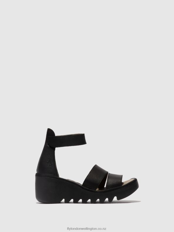 Women Fly London BLACK Strappy Sandals BONO290 0B6X4430