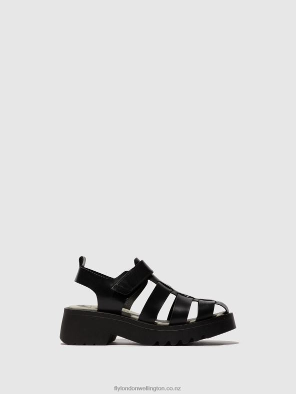 Women Fly London BLACK Strappy Sandals MAIE850 0B6X4537