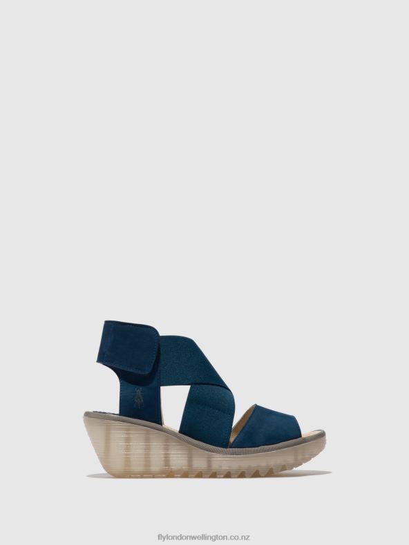 Women Fly London BLUE Crossover Sandals YUBA385 0B6X4485