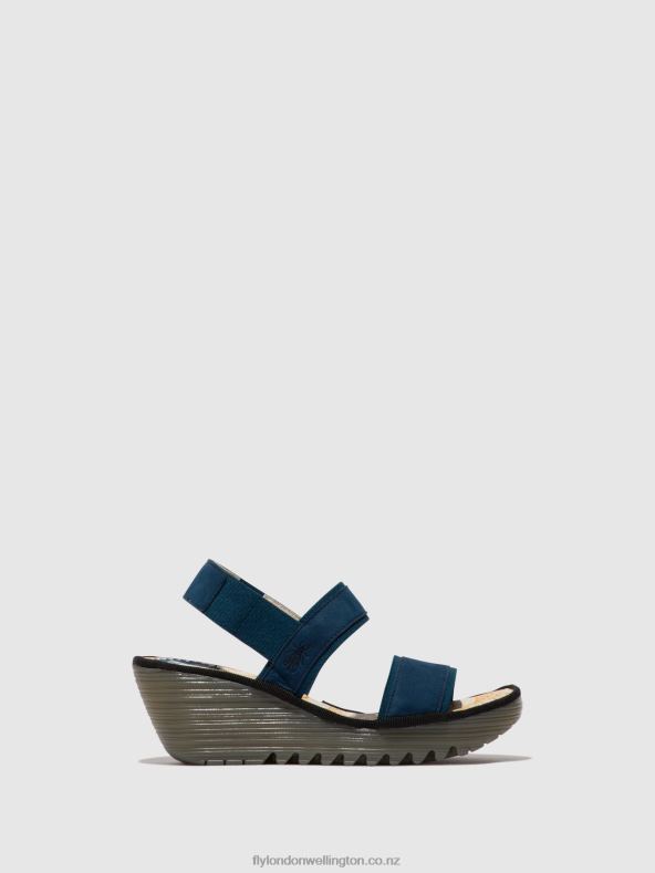Women Fly London BLUE Sling-Back Sandals YACO416 0B6X4438