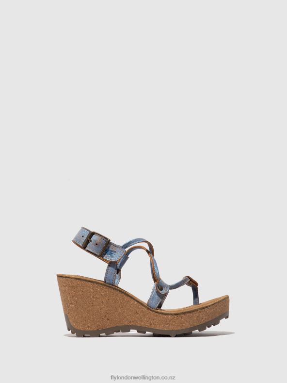 Women Fly London BLUE T-Strap Sandals GOSH 0B6X4520