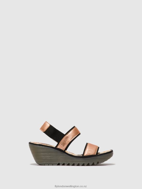 Women Fly London BLUSH GOLD Sling-Back Sandals YACO416 0B6X4439