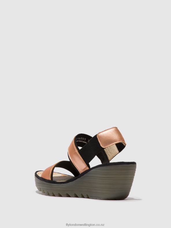 Women Fly London BLUSH GOLD Sling-Back Sandals YACO416 0B6X4439