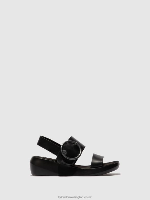 Women Fly London BRIDLE BLACK Buckle Sandals BANI739 0B6X4611