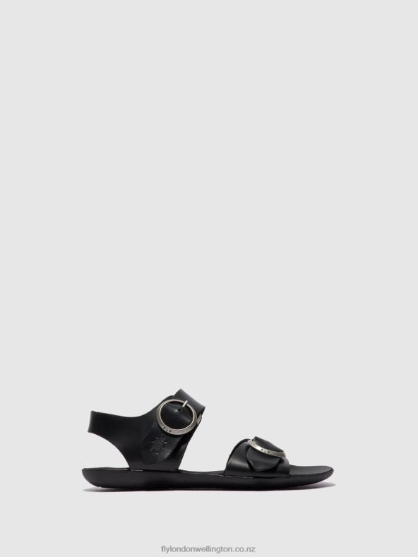 Women Fly London BRIDLE BLACK Buckle Sandals MASA757 0B6X4608