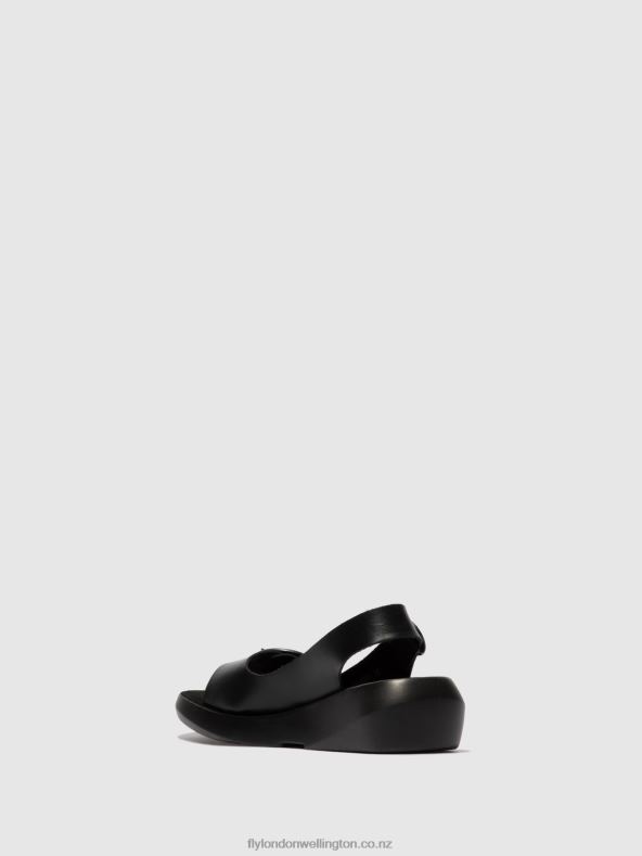 Women Fly London BRIDLE BLACK Sling-Back Sandals BERK754 0B6X4603