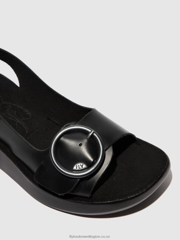 Women Fly London BRIDLE BLACK Sling-Back Sandals BERK754 0B6X4603