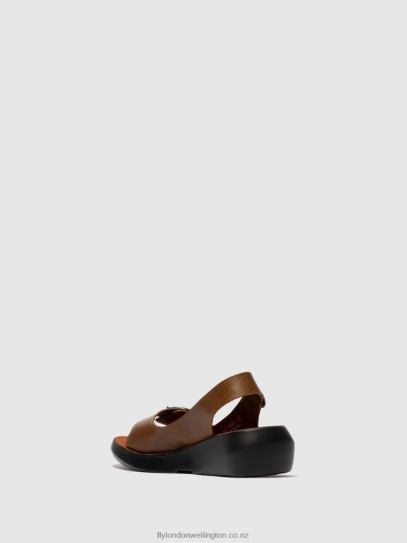 Women Fly London BRIDLE CAMEL Sling-Back Sandals BERK754 0B6X4602