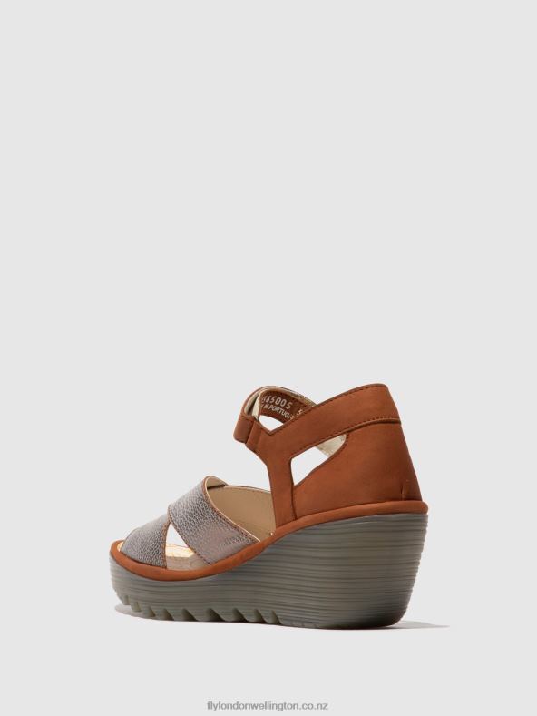 Women Fly London BRONZE/TAN Ankle Strap Sandals YENT365 0B6X4567