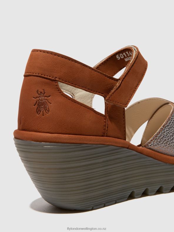 Women Fly London BRONZE/TAN Ankle Strap Sandals YENT365 0B6X4567
