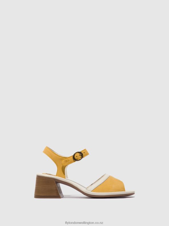 Women Fly London BUMBLEBEE/OFFWHITE Ankle Strap Sandals LEAR374 0B6X4568