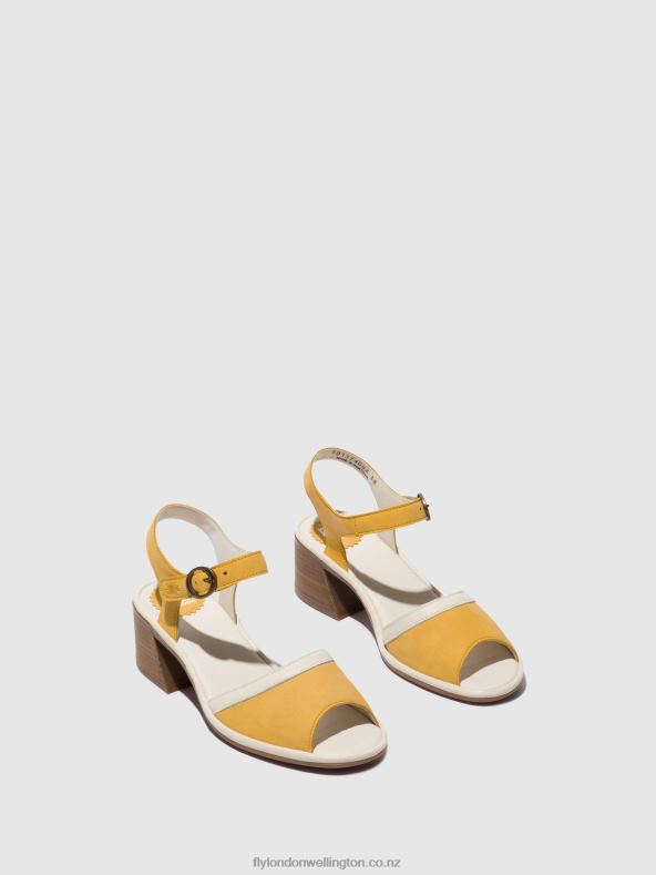 Women Fly London BUMBLEBEE/OFFWHITE Ankle Strap Sandals LEAR374 0B6X4568