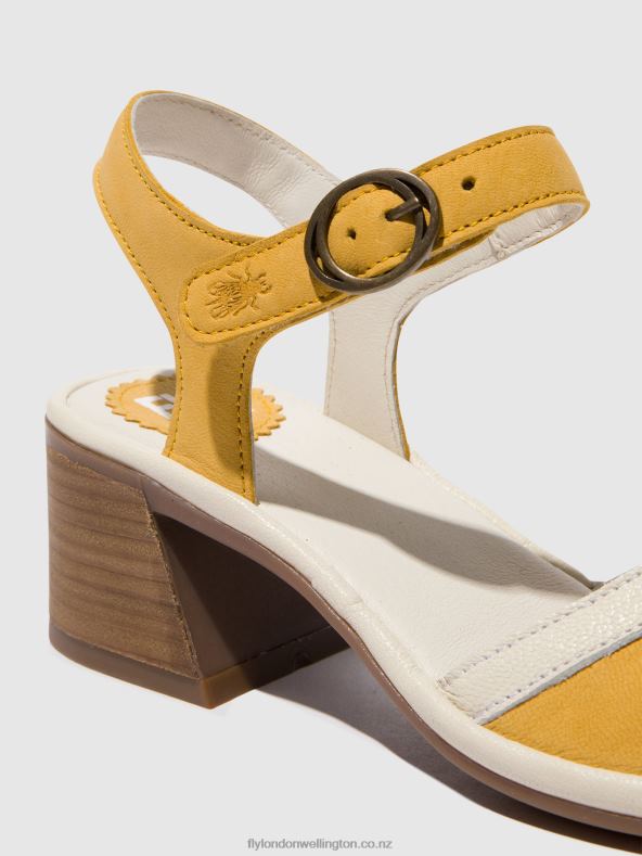 Women Fly London BUMBLEBEE/OFFWHITE Ankle Strap Sandals LEAR374 0B6X4568