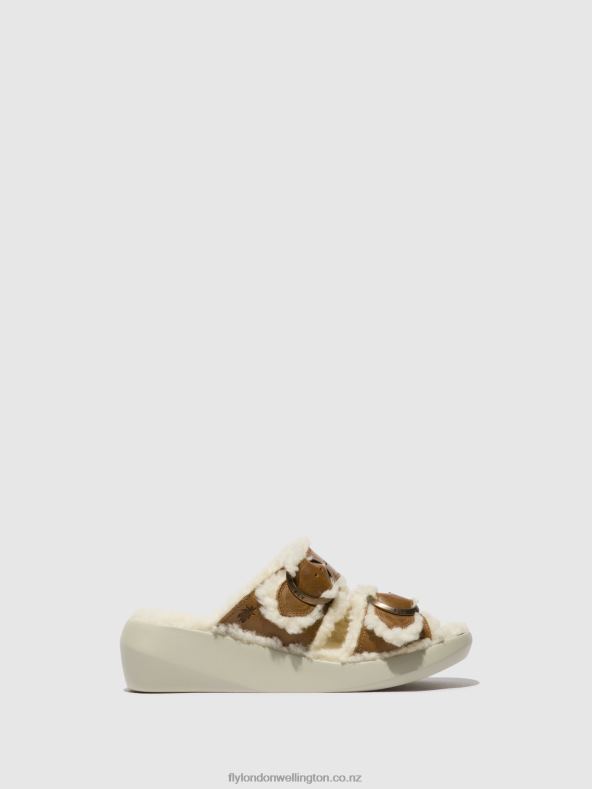 Women Fly London CAMEL Slip-on Sandals BUGA902 0B6X4514