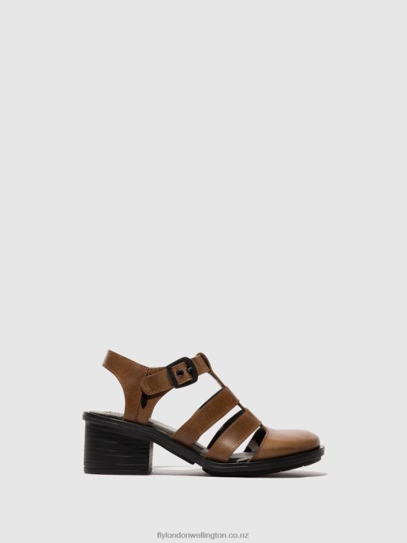 Women Fly London CAMEL T-Strap Sandals CAHY195 0B6X4421