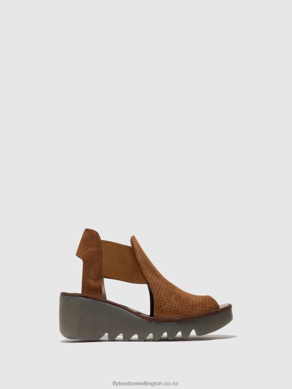 Women Fly London COGNAC Elasticated Sandals BIGA412 0B6X4479