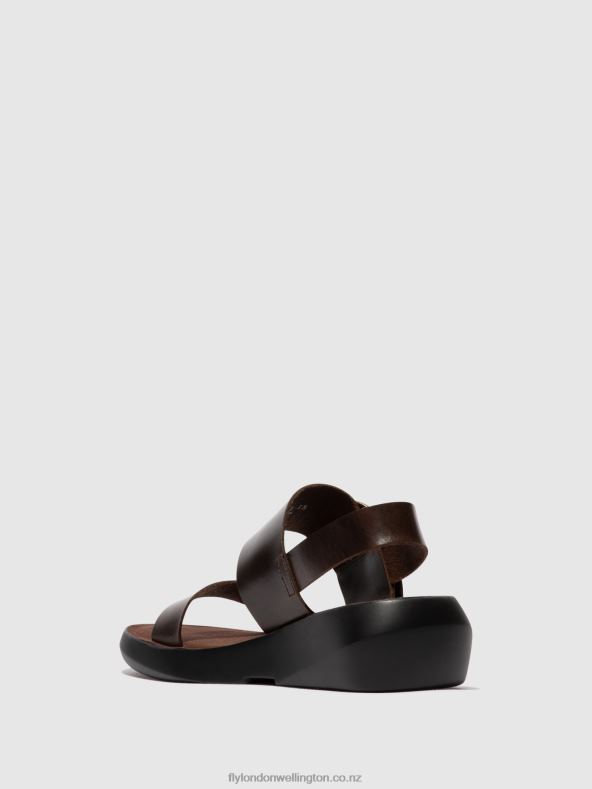 Women Fly London DARK BROWN Sling-Back Sandals BANI739 0B6X4468