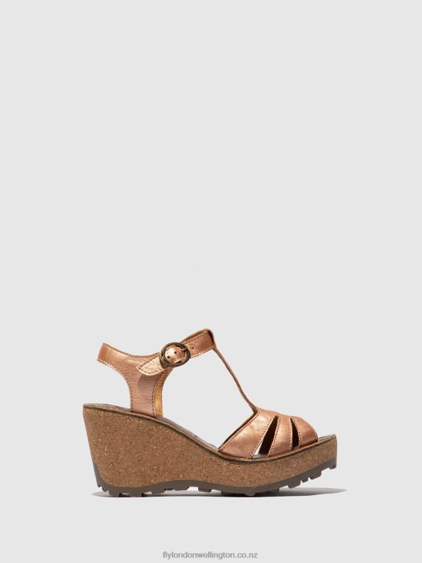 Women Fly London GOLD BLUSH GOLD T-Strap Sandals 0B6X4523