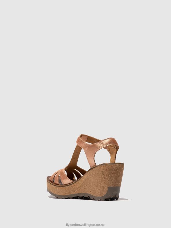 Women Fly London GOLD BLUSH GOLD T-Strap Sandals 0B6X4523