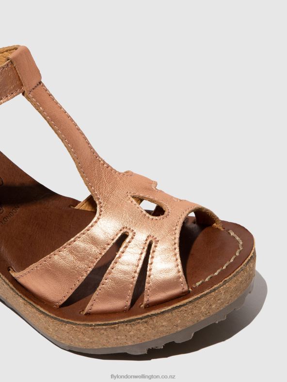 Women Fly London GOLD BLUSH GOLD T-Strap Sandals 0B6X4523