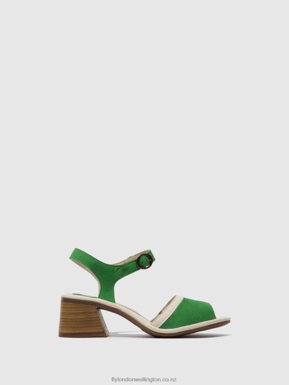 Women Fly London LIGHT GREEN/OFFWHITE Ankle Strap Sandals LEAR374 0B6X4569