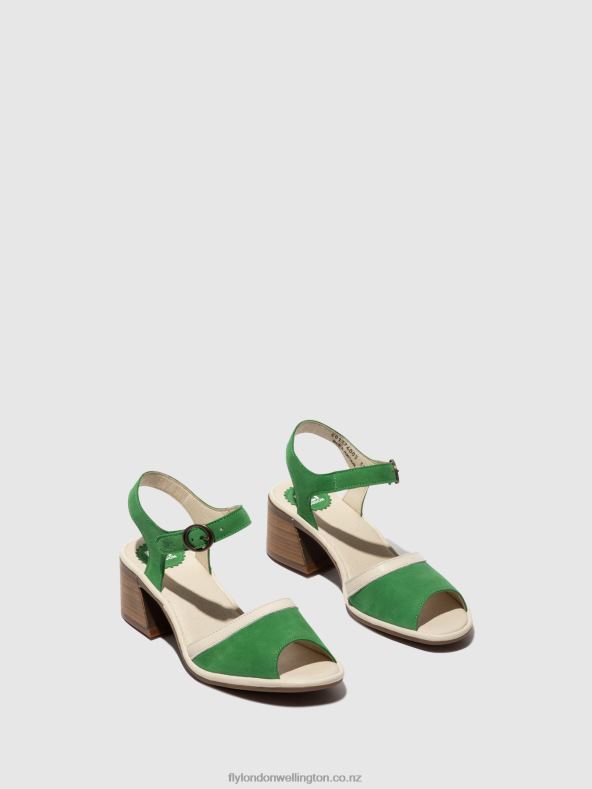 Women Fly London LIGHT GREEN/OFFWHITE Ankle Strap Sandals LEAR374 0B6X4569