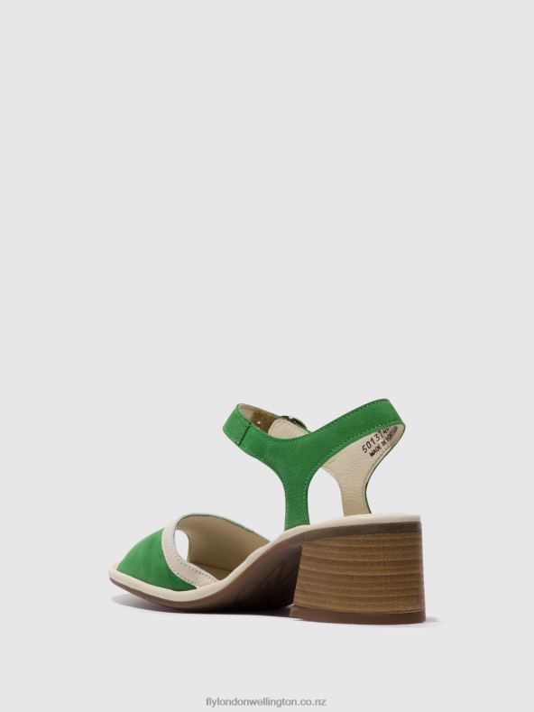 Women Fly London LIGHT GREEN/OFFWHITE Ankle Strap Sandals LEAR374 0B6X4569