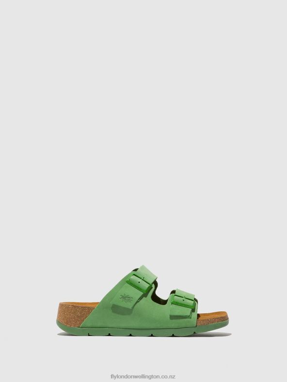 Women Fly London LIME GREEN Buckle Sandals CAJA721 0B6X4527