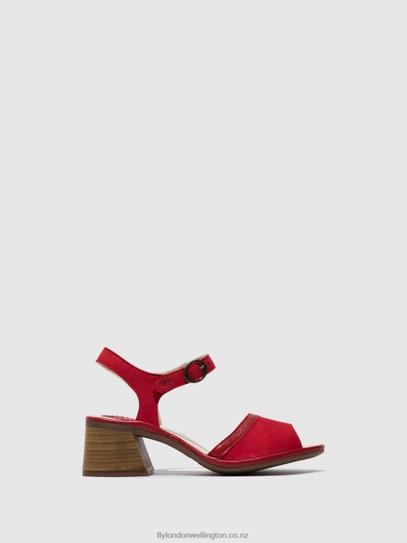 Women Fly London LIPSTICK RED Ankle Strap Sandals LEAR374 0B6X4570